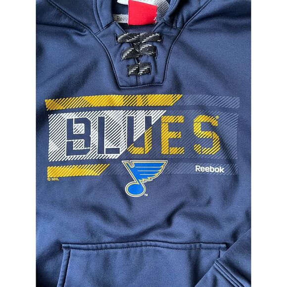 Reebok St Louis Blues Hoodie Kids Hoodie Faceoff Collection Size 14/16 - Picture 2 of 6